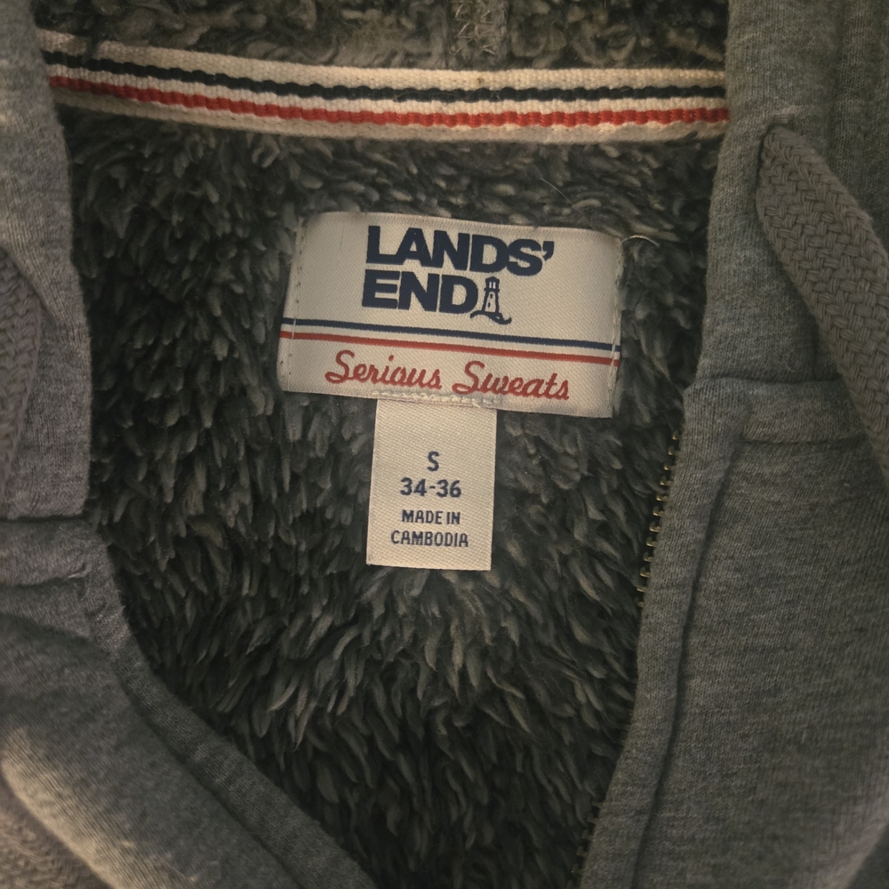 Lands' End Gray Sherpa-Lined Hoodie